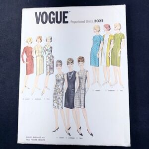 Vogue Proportioned Dress Pattern 3022 for Short Average & Tall Size 10 Uncut